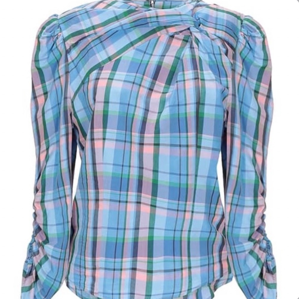 Isabel Marant Blue and Pink Plaid Blouse 36 (US 4)